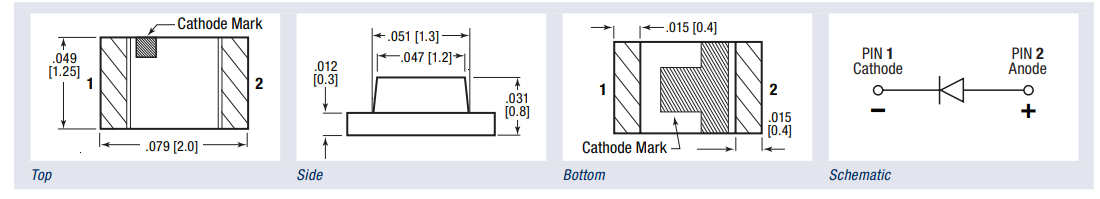 Mechanical Drawing - Dialight 597 Series Micro LED® SMD LEDs